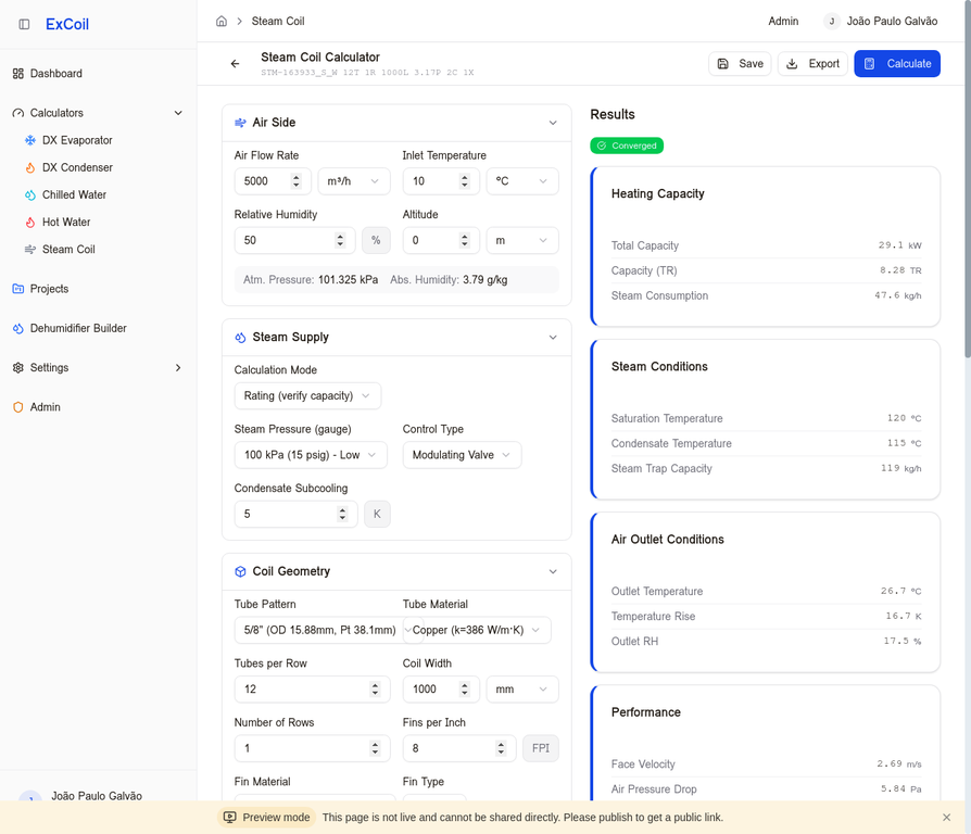 Steam Coil Calculator